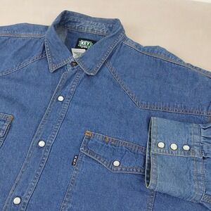 Key 3XL Mens Shirt Denim Heavyweight Western 30x32 Snap Button